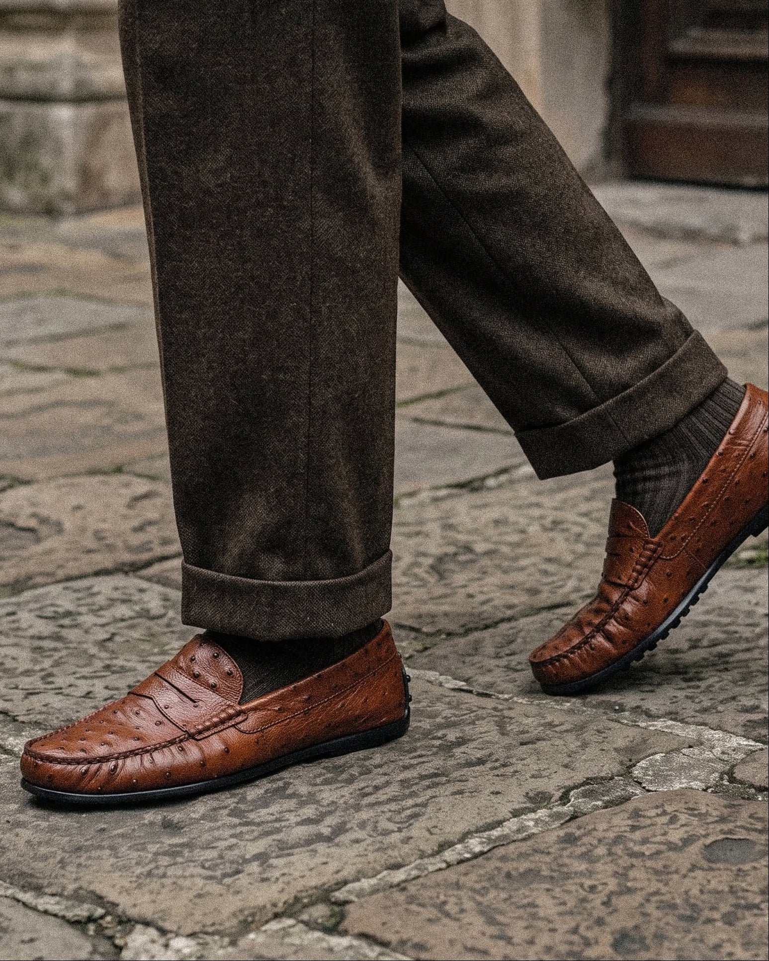 Monza Ostrich Quill Driver in Brandy by Zelli Italia