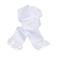 Solid Silk Ceremony Scarf with Handknotted Fringe in White by Amanda Christensen