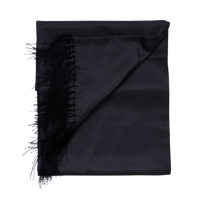 Solid Silk Ceremony Scarf with Handknotted Fringe in Black by Amanda Christensen