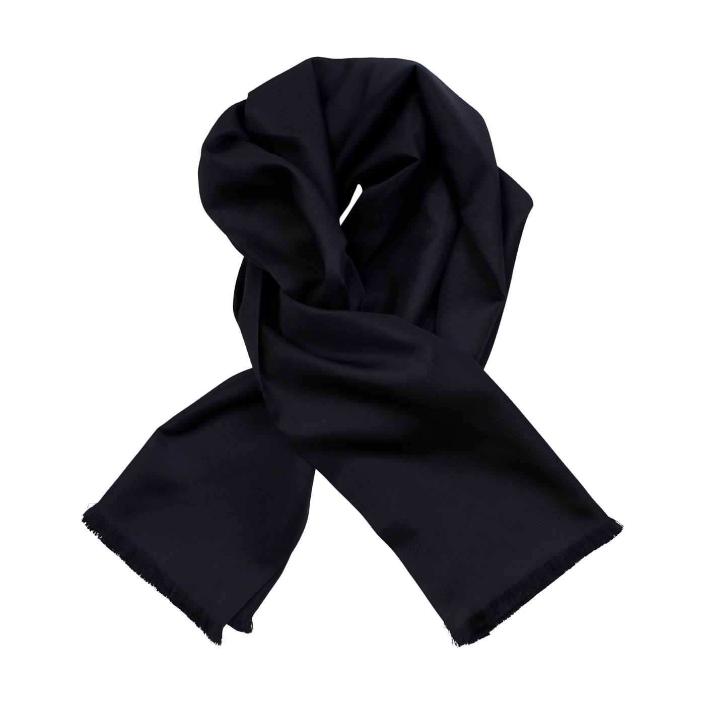Solid Silk Ceremony Scarf with Self Fringe in Black by Amanda Christensen
