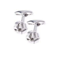 Ridged Knot Design Silver-Plated Solid Brass Cufflinks by House of Amanda Christensen