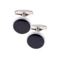 Round Onyx Silver-Plated Solid Brass Cufflinks by House of Amanda Christensen