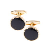 Round Onyx Solid Brass Cufflinks by House of Amanda Christensen