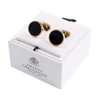 Round Onyx Solid Brass Cufflinks by House of Amanda Christensen