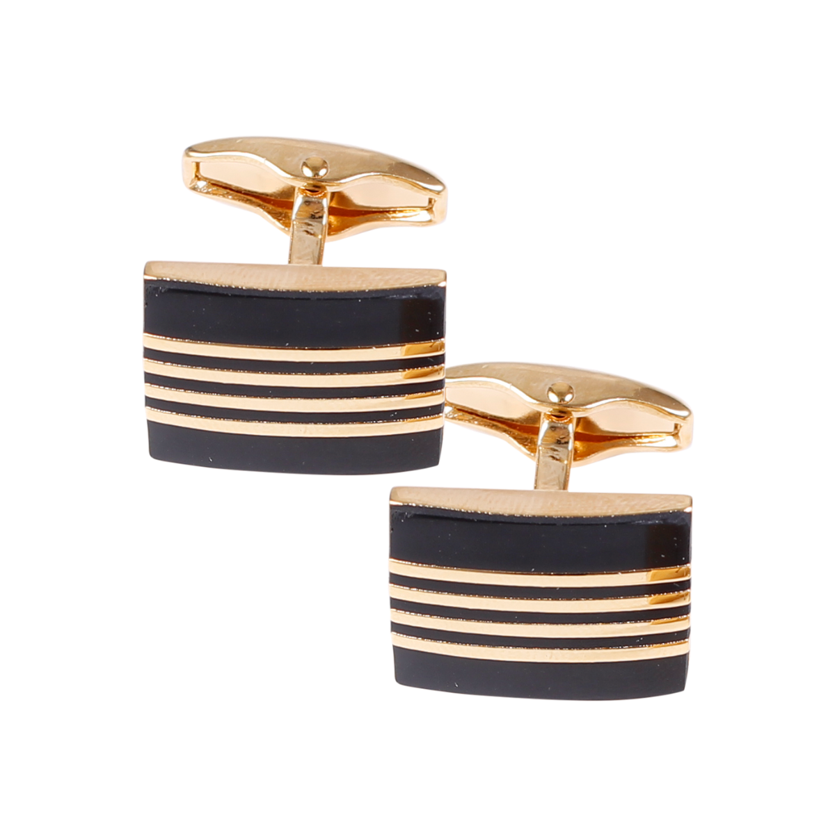Bar Stripe Enamel and Onyx Solid Brass Cufflinks by House of Amanda Christensen