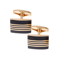 Bar Stripe Enamel and Onyx Solid Brass Cufflinks by House of Amanda Christensen