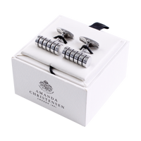 Barrel Stripe Silver-Plated Solid Brass Cufflinks by House of Amanda Christensen