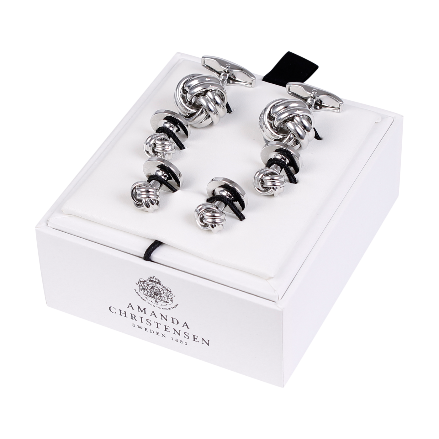Classic Knot Silver-Plated Solid Brass Cufflinks and Studs Set by House of Amanda Christensen