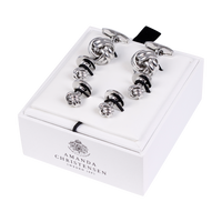 Classic Knot Silver-Plated Solid Brass Cufflinks and Studs Set by House of Amanda Christensen