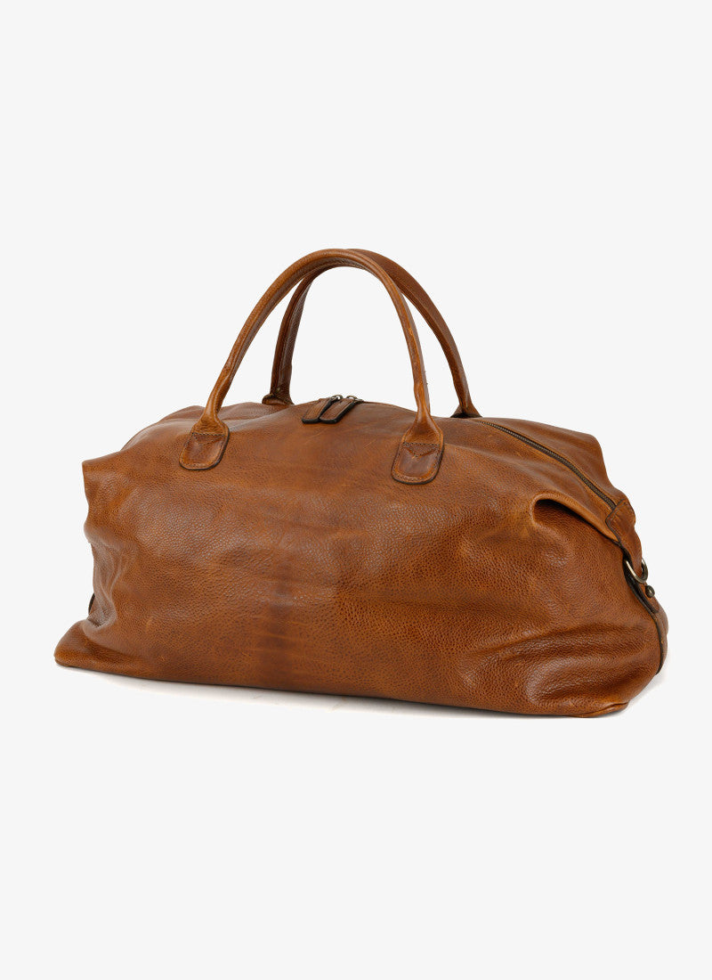 Benedict Leather Weekend Bag in Titan Milled Honey by Moore & Giles