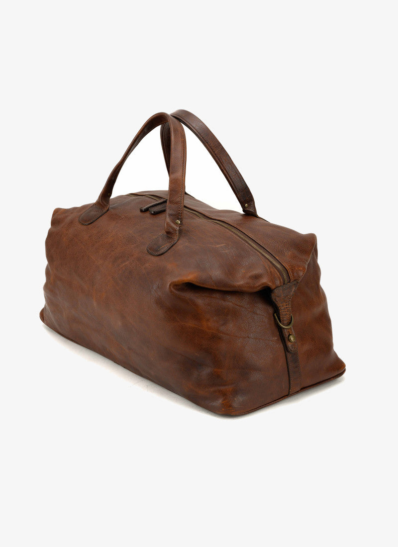 Benedict Leather Weekend Bag in Titan Milled Brown by Moore & Giles