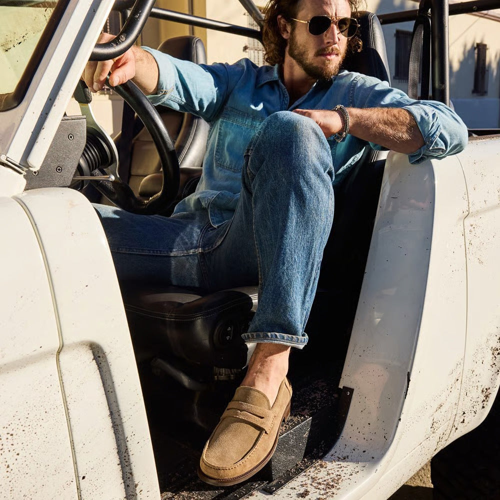 Sorrento Moccasin-Style Penny Loafer in Tobacco Suede by Allen Edmonds