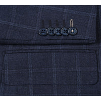Wool Stretch Single Breasted SLIM FIT Suit in Navy Check (Short, Regular, and Long Available) by English Laundry