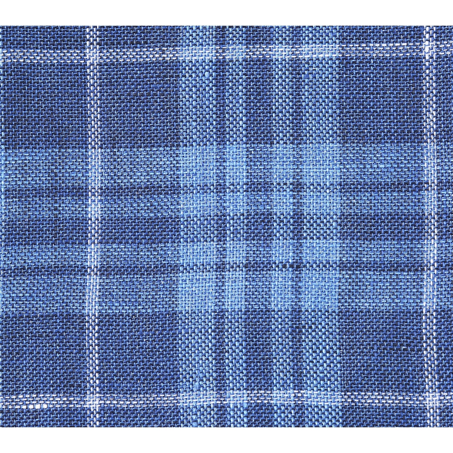 Single Breasted SLIM FIT Linen Sport Coat in Blue and Navy Plaid (Short, Regular, and Long Available) by Renoir