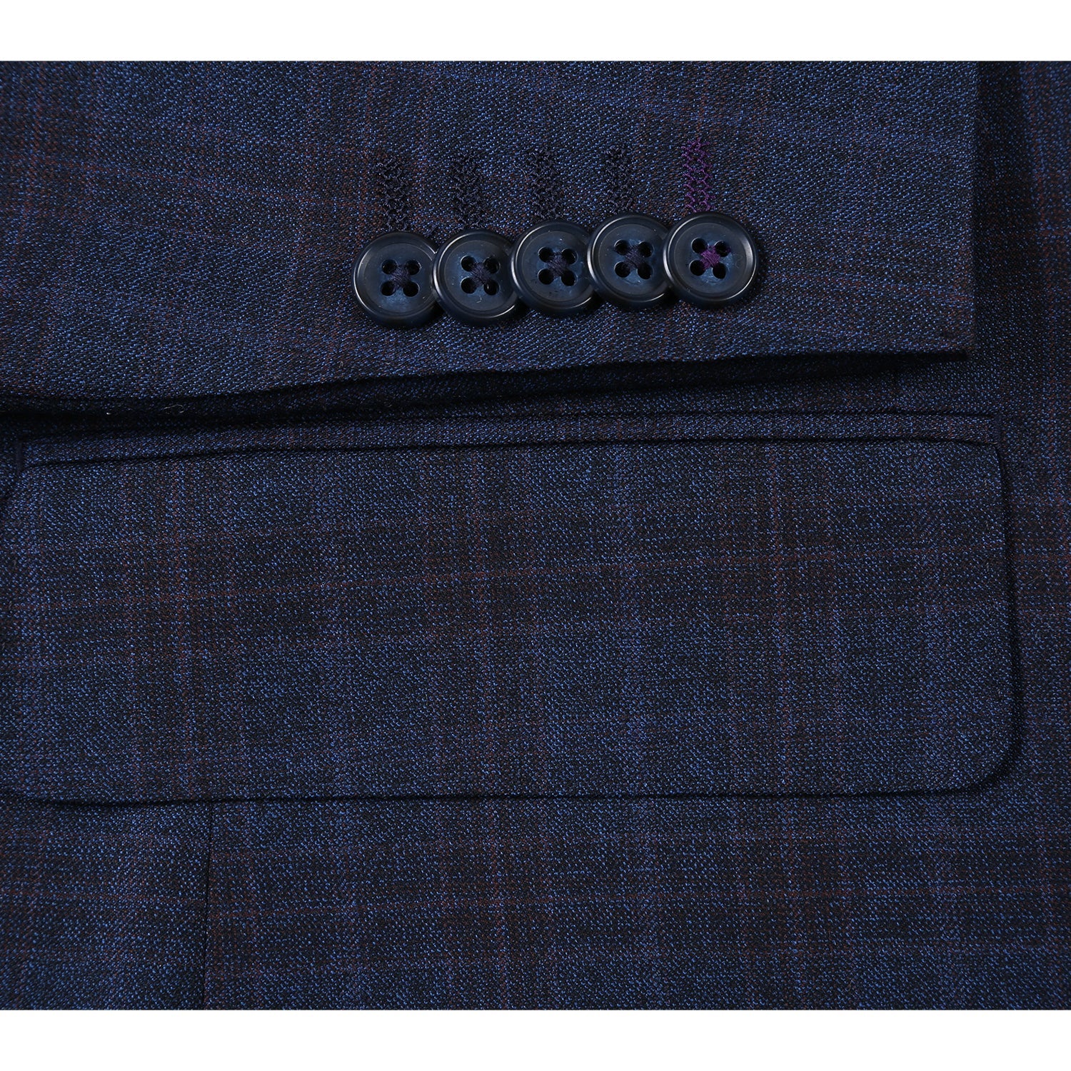 Wool Stretch Single Breasted SLIM FIT Suit in Dark Blue and Burgundy Check (Short, Regular, and Long Available) by English Laundry