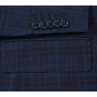 Wool Stretch Single Breasted SLIM FIT Suit in Dark Blue and Burgundy Check (Short, Regular, and Long Available) by English Laundry