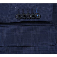 Wool Stretch Single Breasted SLIM FIT Suit in Blue Check (Short, Regular, and Long Available) by English Laundry