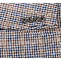 Single Breasted SLIM FIT Half Canvas Knit Soft Jacket in Brown and Blue Check (Short, Regular, and Long Available) by Pelago