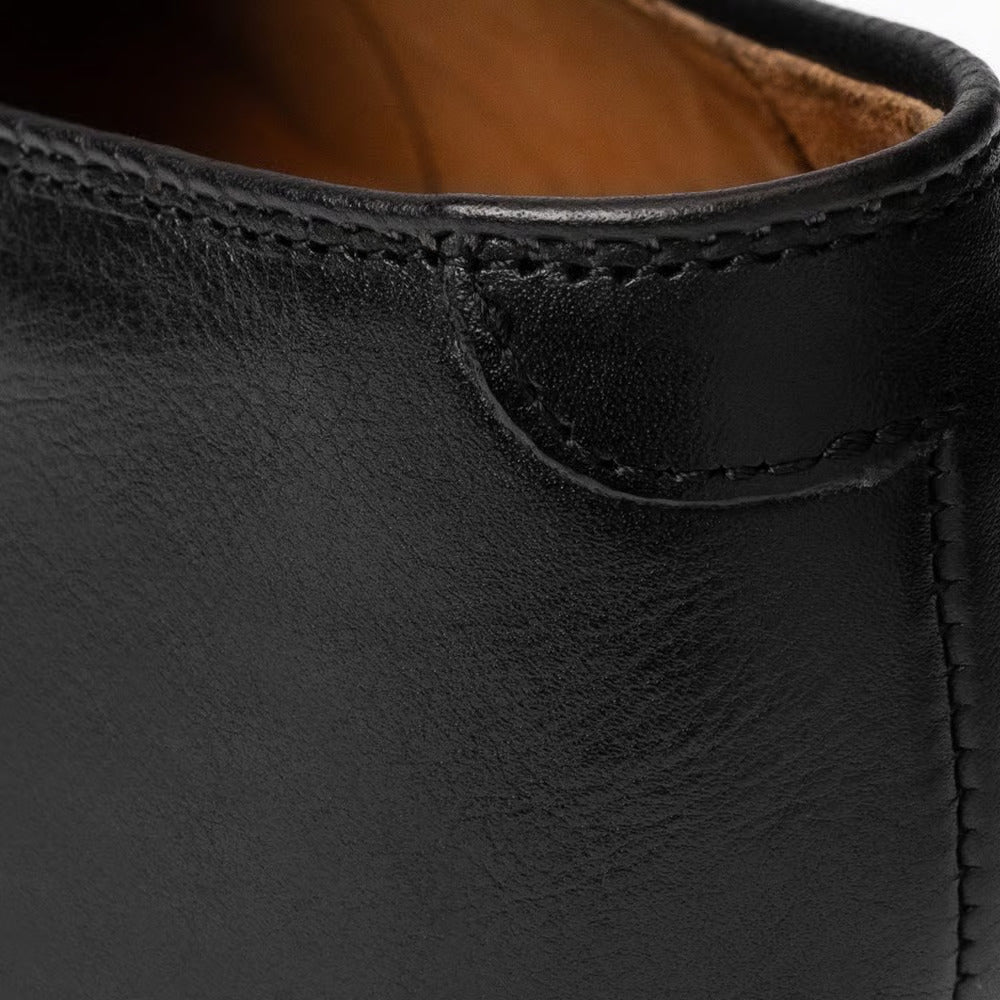 Park Avenue Verse Cap-Toe Oxford Dress Shoe in Black Leather with Brown Sole by Allen Edmonds
