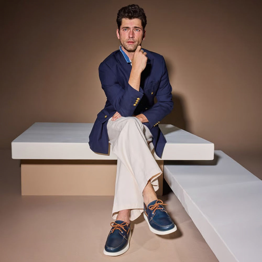 Panama Boat Shoe in Navy Weatherproof Horween Chromexcel Leather by Allen Edmonds