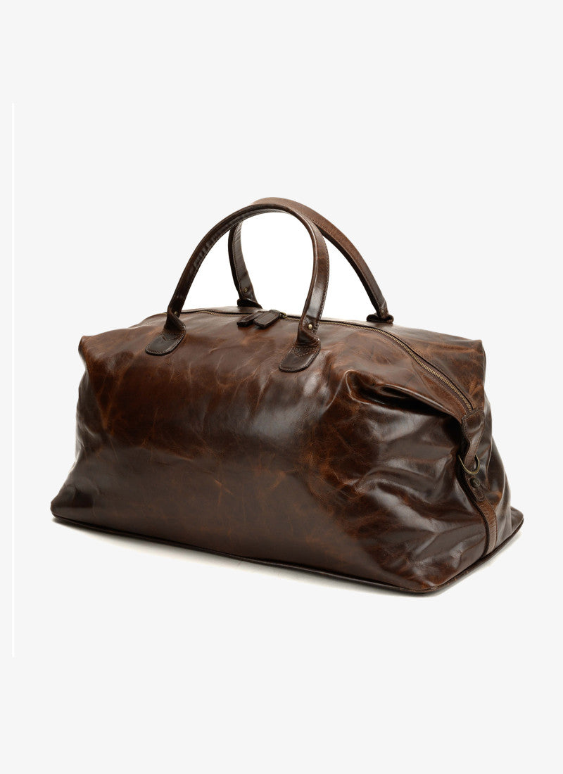 Benedict Leather Weekend Bag in Brompton Brown by Moore & Giles