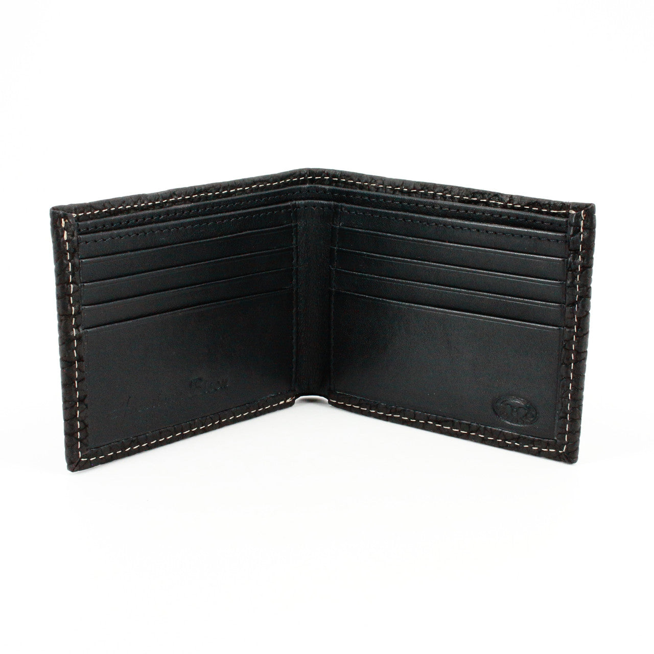 Genuine American Bison Leather Billfold Wallet in Black by Torino Leather