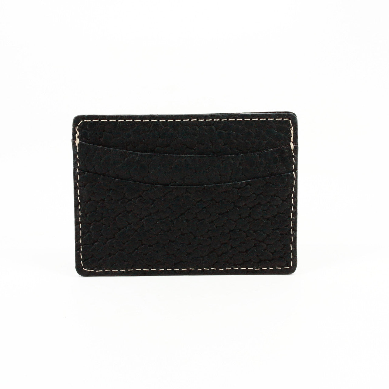 Genuine America Bison Leather Card Case in Black by Torino Leather