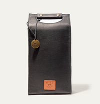 Double Leather Wine Bottle Case in Black by Will Leather Goods