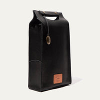 Double Leather Wine Bottle Case in Black by Will Leather Goods