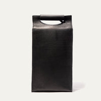 Double Leather Wine Bottle Case in Black by Will Leather Goods