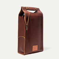 Double Leather Wine Bottle Case in Brown by Will Leather Goods