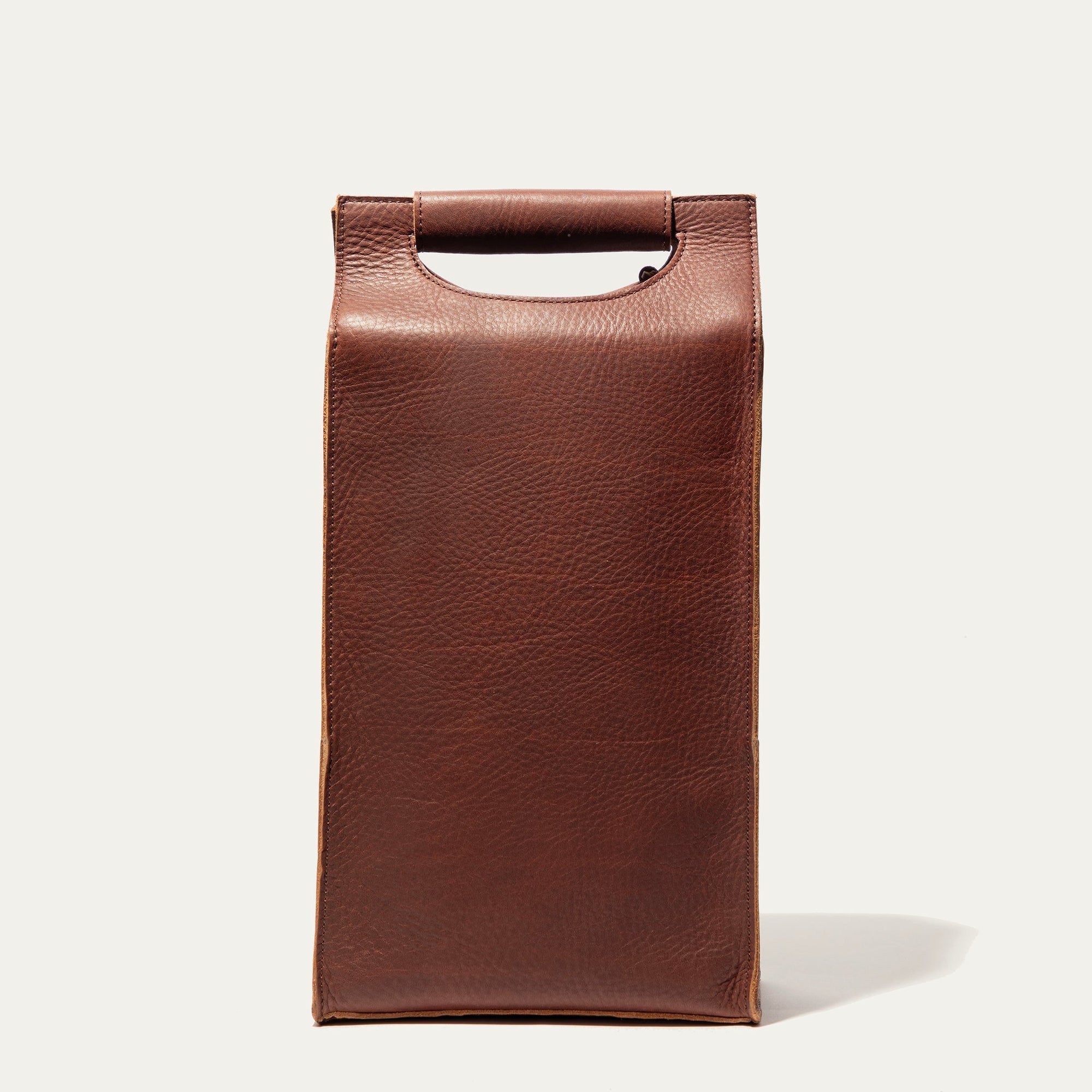 Double Leather Wine Bottle Case in Brown by Will Leather Goods