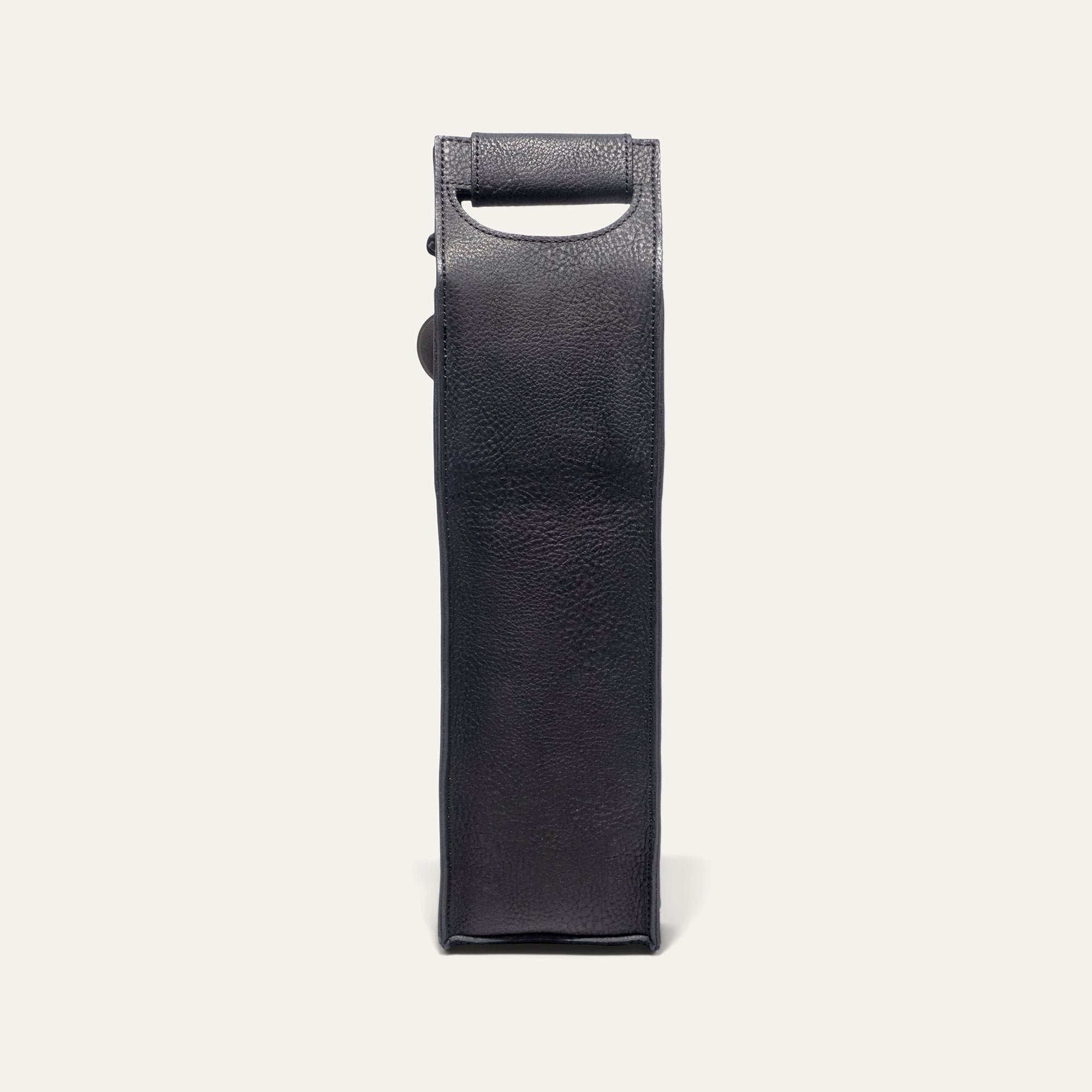 Single Leather Wine Bottle Case in Black by Will Leather Goods