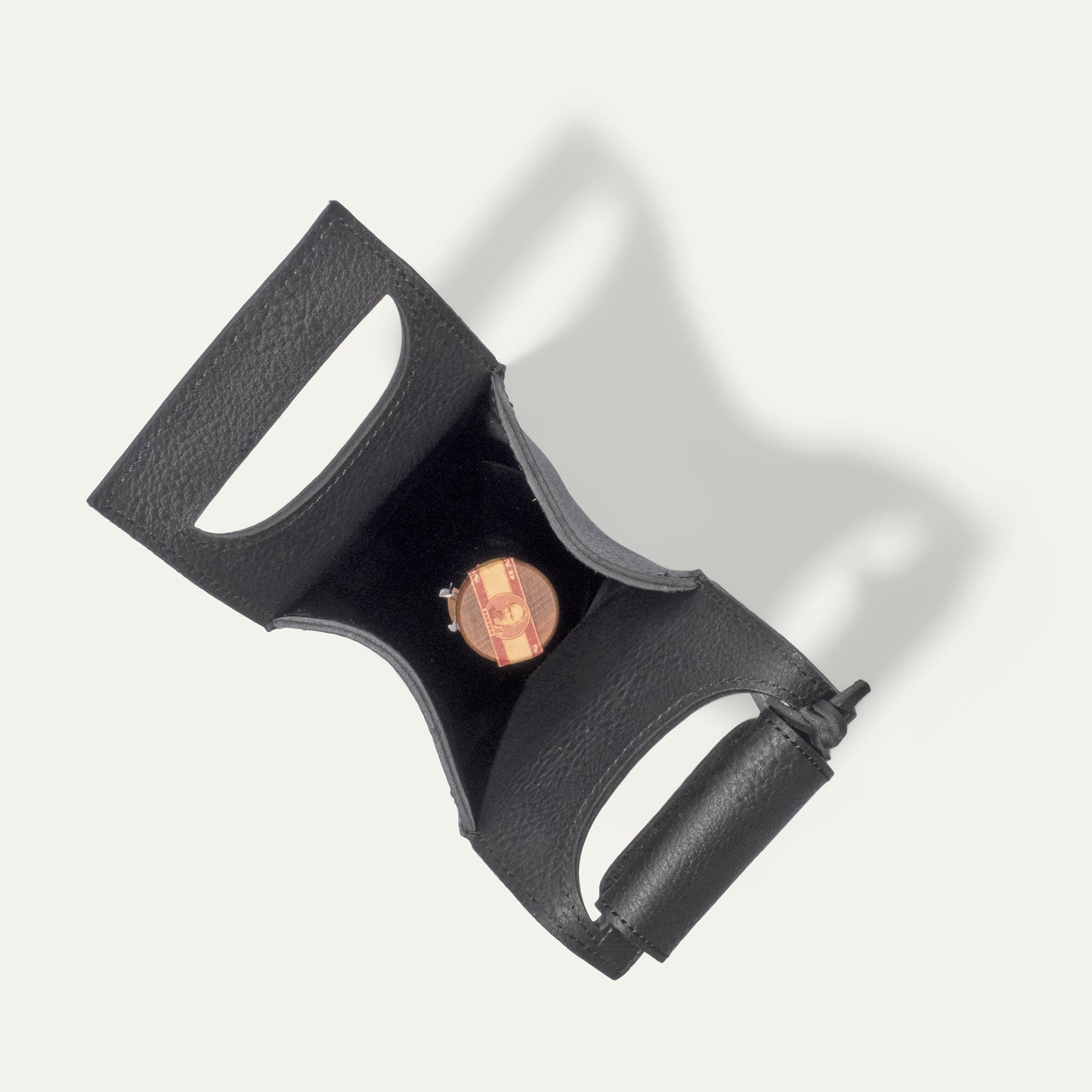 Single Leather Wine Bottle Case in Black by Will Leather Goods