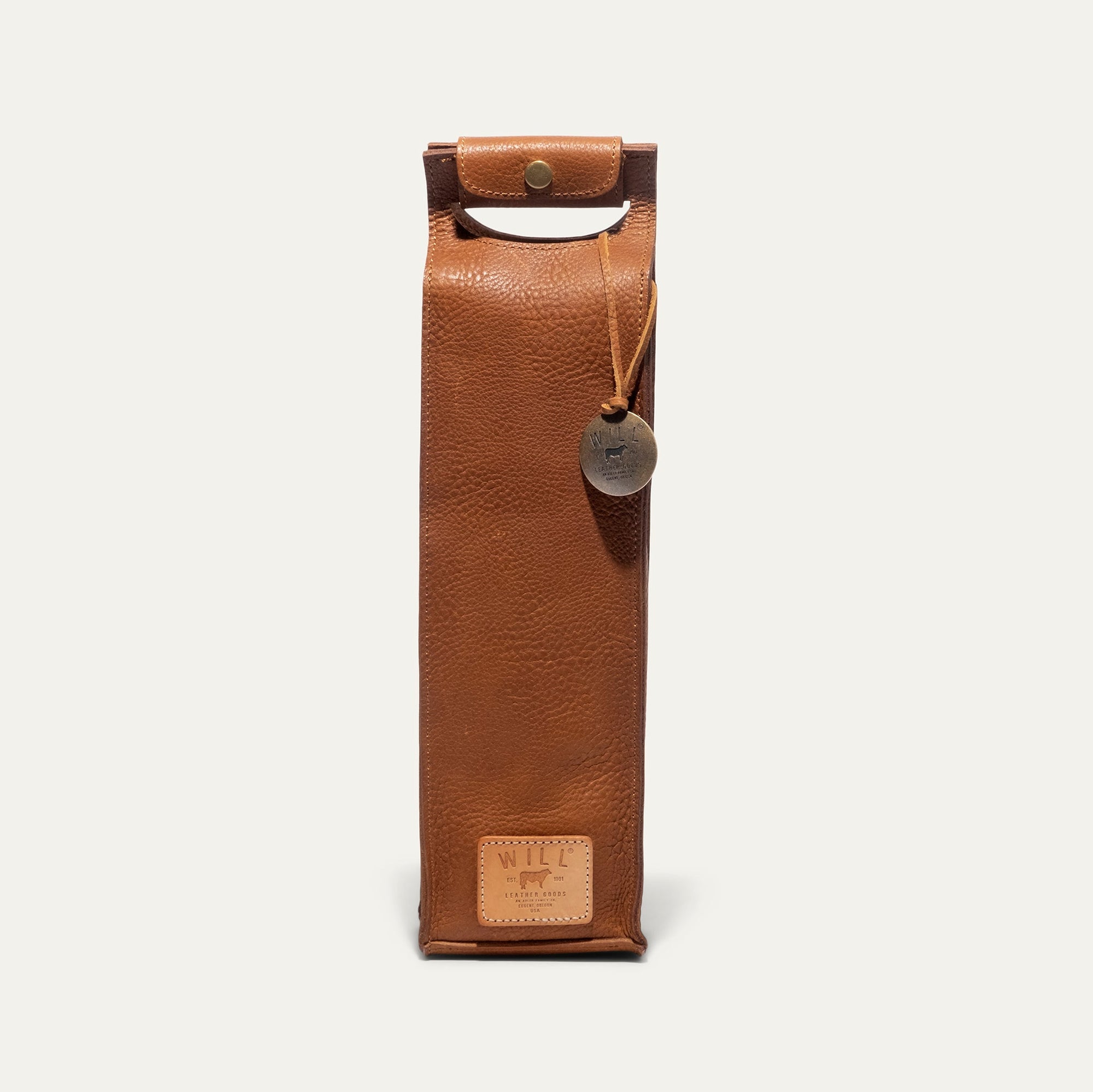 Single Leather Wine Bottle Case in Tan by Will Leather Goods