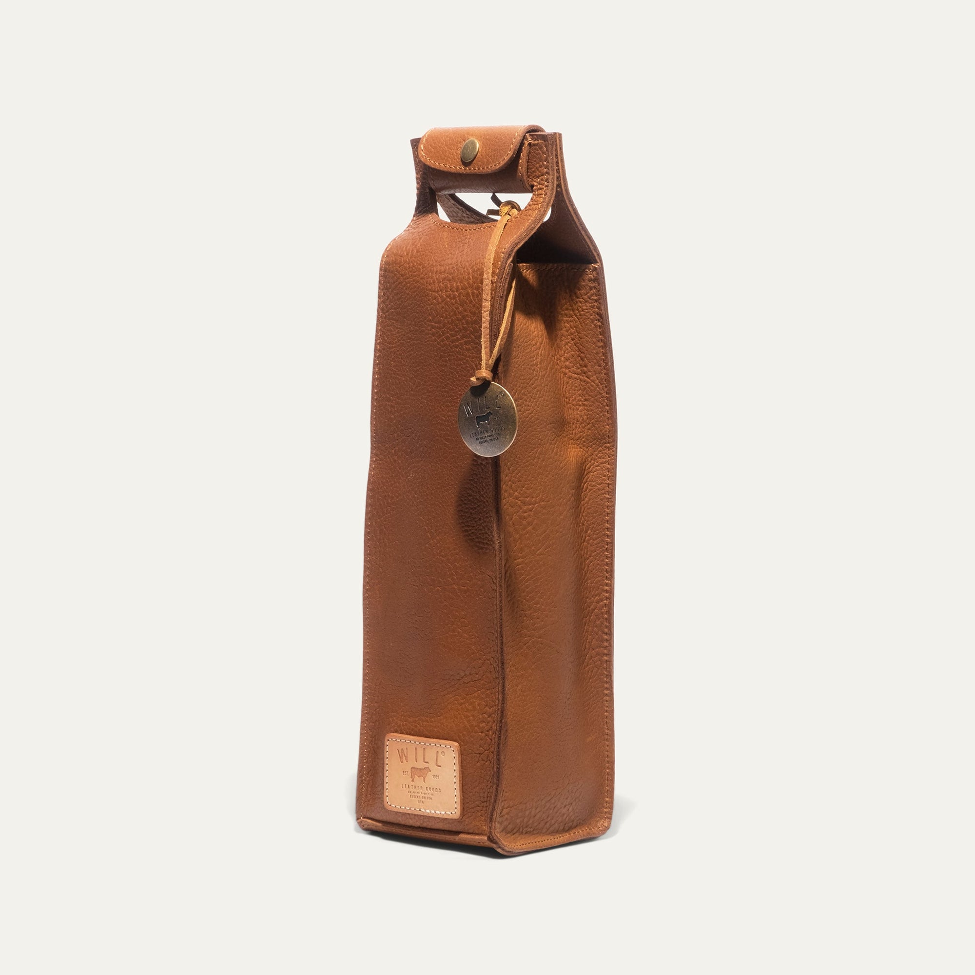 Single Leather Wine Bottle Case in Tan by Will Leather Goods