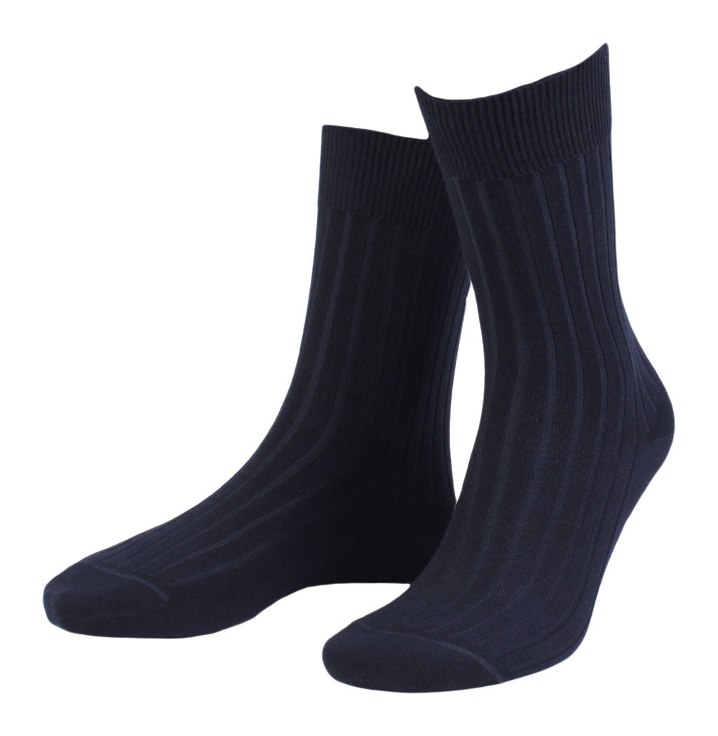 3 PAIR - True Ribbed Combed Cotton Blend Italian Ankle Socks (Choice of Colors) by Amanda Christensen