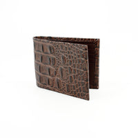 Italian Hornback Croc Embossed Calfskin Leather Billfold Wallet in Brown by Torino Leather