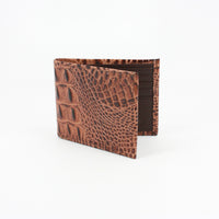 Italian Hornback Croc Embossed Calfskin Leather Billfold Wallet in Cognac by Torino Leather