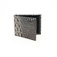 Italian Hornback Croc Embossed Calfskin Leather Billfold Wallet in Grey by Torino Leather