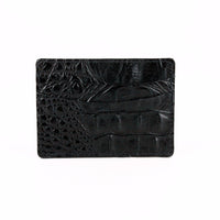 Italian Hornback Croc Embossed Calfskin Leather Card Case in Black by Torino Leather