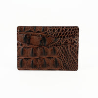 Italian Hornback Croc Embossed Calfskin Leather Card Case in Brown by Torino Leather