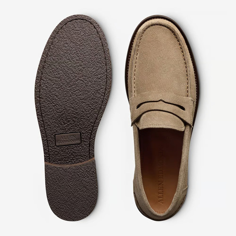 Sorrento Moccasin-Style Penny Loafer in Tobacco Suede by Allen Edmonds