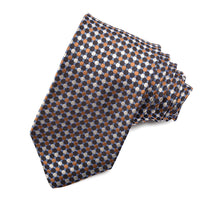 Black, Tan, and Sky Grid Dot Woven Silk Jacquard Tie by Dion Neckwear