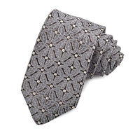 Grey, Silver, and Black Geometric Links Woven Silk Jacquard Tie by Dion Neckwear