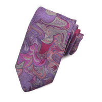 Fuchsia, Purple, and Berry Floral Flow Woven Silk Jacquard Tie by Dion Neckwear