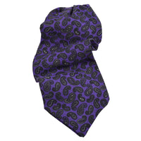 Purple, Black, and Grey Teardrop Paisley Wool Printed Jacquard Ascot by Dion