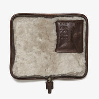 Shearling Lined Accessories Case in Titan Milled Brown by Moore & Giles