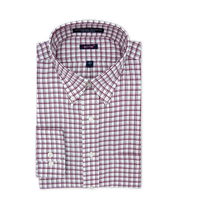 'Alabama Red' Crimson Check Long Sleeve Beyond Non-Iron® Cotton Twill Sport Shirt by Batton