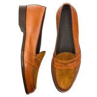 Alberto Italian Calf & Suede Loafer in Cognac by Zelli Italia